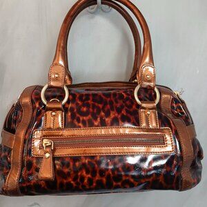 Leopard Print Satchel with Metallic Accents